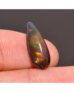 Marvellous Top Grade Quality 100% Natural Black Ethiopian Opal Pear Shape Cabochon Loose Gemstone For Making Jewelry 18X7X4mm 2.55 Ct SN-409