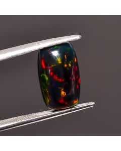 Amazing Top Grade Quality 100% Natural Black Ethiopian Opal Radiant Shape Cabochon Loose Gemstone For Making Jewelry 13X8X4mm 2.15 Ct SN-412