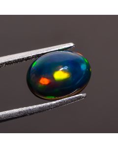 Amazing Top Grade Quality 100% Natural Welo Fire Black Ethiopian Opal Oval Shape Cabochon Gemstone For Making Jewelry 10X8X5mm 2.25 Ct SN425