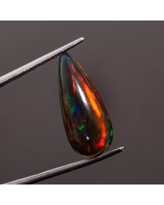 Awesome Top Grade Quality 100% Natural Welo Fire Black Ethiopian Opal Pear Shape Cabochon Gemstone For Making Jewelry 22X9X5mm 5.2 Ct SN-428