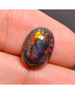 Beautiful Top Grade Quality 100% Natural Black Ethiopian Opal Oval Shape Cabochon Loose Gemstone For Making Jewelry 12X8X5 mm 2.9 Ct. SN-429