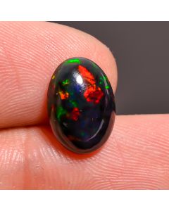 Classic Top Grade Quality 100% Natural Welo Fire Black Ethiopian Opal Oval Shape Cabochon Gemstone For Making Jewelry 12X8X5mm 2.35 Ct SN430