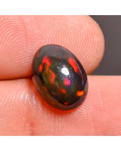 Mind Blowing Top Grade Quality 100% Natural Black Ethiopian Opal Oval Shape Cabochon Loose Gemstone For Making Jewelry 11X8X4mm 2.1 Ct SN441