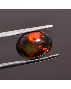 Dazzling Top Grade Quality 100% Natural Black Ethiopian Opal Oval Shape Cabochon Loose Gemstone For Making Jewelry 12X9X6 mm 3.15 Ct. SN-445