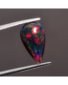 Mind Blowing Top Grade Quality 100% Natural Black Ethiopian Opal Pear Shape Cabochon Loose Gemstone For Making Jewelry 14X8X3mm 1.9 Ct SN446