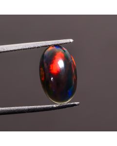 Terrific Top Grade Quality 100% Natural Welo Fire Black Ethiopian Opal Oval Shape Cabochon Gemstone For Making Jewelry 12X8X4mm 2.2 Ct SN453