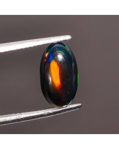 Unique Top Grade Quality 100% Natural Welo Fire Black Ethiopian Opal Oval Shape Cabochon Gemstone For Making Jewelry 11X6X4 mm 1.4 Ct SN-454