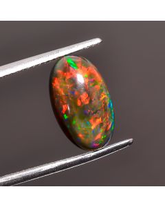 Amazing Top Grade Quality 100% Natural Welo Fire Black Ethiopian Opal Oval Shape Cabochon Gemstone For Making Jewelry 13X8X4mm 2.55 Ct SN456