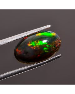 Attractive Top Grade Quality 100% Natural Black Ethiopian Opal Oval Shape Cabochon Loose Gemstone For Making Jewelry 15X9X5 mm 3.1 Ct SN-458