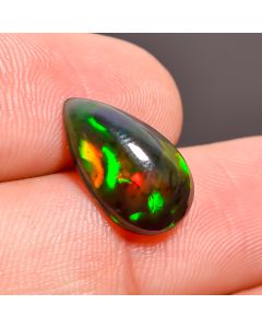 Beautiful Top Grade Quality 100% Natural Black Ethiopian Opal Pear Shape Cabochon Loose Gemstone For Making Jewelry 15X9X4 mm 2.85 Ct SN-460