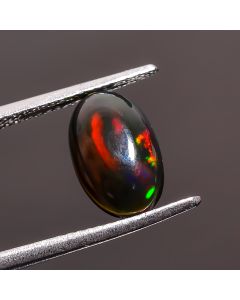 Elegant Top Grade Quality 100% Natural Welo Fire Black Ethiopian Opal Oval Shape Cabochon Gemstone For Making Jewelry 11X7X4mm 1.45 Ct SN465