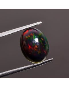 Fabulous Top Grade Quality 100% Natural Black Ethiopian Opal Oval Shape Cabochon Loose Gemstone For Making Jewelry 13X10X4 mm 2.65 Ct SN-466