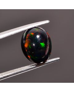 Supreme Top Grade Quality 100% Natural Welo Fire Black Ethiopian Opal Oval Shape Cabochon Gemstone For Making Jewelry 12X9X7mm 3.4 Ct SN-485