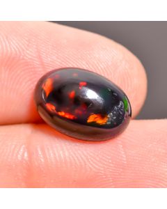 Terrific Top Grade Quality 100% Natural Black Ethiopian Opal Oval Shape Cabochon Loose Gemstone For Making Jewelry 12X9X4 mm 2.15 Ct. SN-487