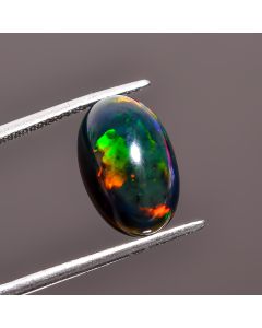 Beautiful Top Grade Quality 100% Natural Black Ethiopian Opal Oval Shape Cabochon Loose Gemstone For Making Jewelry 14X9X6 mm 3.6 Ct. SN-494