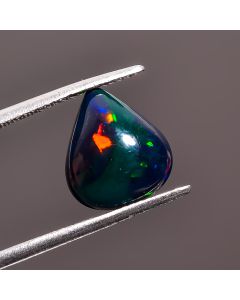 Classic Top Grade Quality 100% Natural Black Ethiopian Opal Pear Shape Cabochon Loose Gemstone For Making Jewelry 11X10X5 mm 2.55 Ct. SN-495