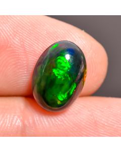 Fantastic Top Grade Quality 100% Natural Welo Fire Black Ethiopian Opal Oval Shape Cabochon Gemstone For Making Jewelry 11X8X5mm 2 Ct SN-501