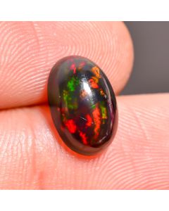 Immaculate Top Grade Quality 100% Natural Black Ethiopian Opal Oval Shape Cabochon Loose Gemstone For Making Jewelry 10X7X4mm 1.55 Ct SN-503