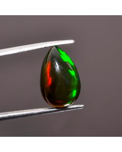 Classic Top Grade Quality 100% Natural Welo Fire Black Ethiopian Opal Pear Shape Cabochon Gemstone For Making Jewelry 15X10X8mm 6.2 Ct SN509