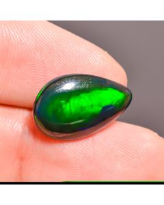 Dazzling Top Grade Quality 100% Natural Black Ethiopian Opal Pear Shape Cabochon Loose Gemstone For Making Jewelry 16X11X5 mm 3.9 Ct. SN-510