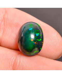 Mind Blowing Top Grade Quality 100% Natural Black Ethiopian Opal Oval Shape Cabochon Loose Gemstone For Making Jewelry 12X9X6mm 3.8 Ct SN511