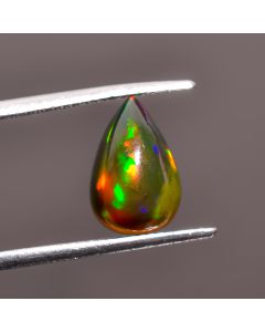 Superb Top Grade Quality 100% Natural Welo Fire Black Ethiopian Opal Pear Shape Cabochon Gemstone For Making Jewelry 12X8X6 mm 3.1 Ct SN-514