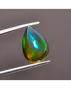 Superb Top Grade Quality 100% Natural Welo Fire Black Ethiopian Opal Pear Shape Cabochon Gemstone For Making Jewelry 15X11X7mm 4.7 Ct SN-517