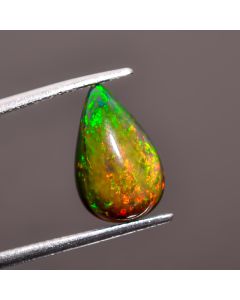 Terrific Top Grade Quality 100% Natural Welo Fire Black Ethiopian Opal Pear Shape Cabochon Gemstone For Making Jewelry 14X8X5mm 3.4 Ct SN521