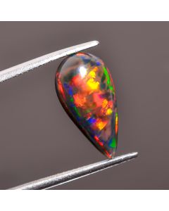 Awesome Top Grade Quality 100% Natural Welo Fire Black Ethiopian Opal Pear Shape Cabochon Gemstone For Making Jewelry 16X8X4mm 2.45 Ct SN527