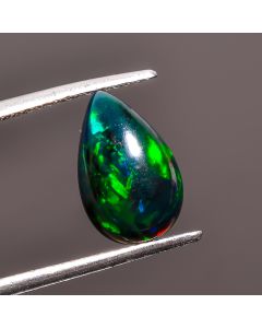 Beautiful Top Grade Quality 100% Natural Black Ethiopian Opal Pear Shape Cabochon Loose Gemstone For Making Jewelry 12X8X3 mm 1.8 Ct. SN-528