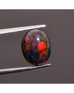 Classic Top Grade Quality 100% Natural Welo Fire Black Ethiopian Opal Oval Shape Cabochon Gemstone For Making Jewelry 11X9X5mm 2.7 Ct SN-529