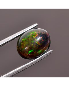 Elegant Top Grade Quality 100% Natural Welo Fire Black Ethiopian Opal Oval Shape Cabochon Gemstone For Making Jewelry 11X8X6 mm 3 Ct. SN-533