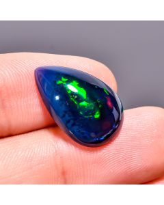 Classic Top Grade Quality 100% Natural Multi Fire Black Ethiopian Opal Pear Shape Cabochon Loose Gemstone For Making Jewelry 19X12X5mm 6.15 Ct 