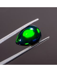 Exclusive Top Grade Quality 100% Natural Multi Fire Black Ethiopian Opal Pear Shape Cabochon Gemstone For Making Jewelry 14X11X5 mm 3.85 Ct. 