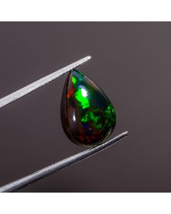 Elegant Top Grade Quality 100% Natural Multi Fire Black Ethiopian Opal Pear Shape Cabochon Loose Gemstone For Making Jewelry 15X10X5 mm 4 Ct. 