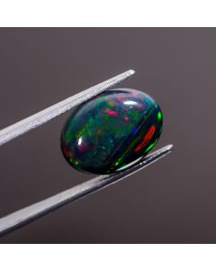 Fabulous Top Grade Quality 100% Natural Multi Fire Black Ethiopian Opal Oval Shape Cabochon Gemstone For Making Jewelry 15X12X5 mm 5.25 Ct. 