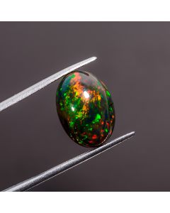 Incredible Top Grade Quality 100% Natural Multi Fire Black Ethiopian Opal Oval Shape Cabochon Gemstone For Making Jewelry 15X11X7 mm 5.75 Ct. 