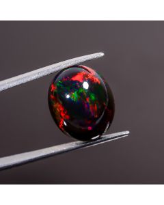 Mind Blowing Top Grade Quality 100% Natural Multi Fire Black Ethiopian Opal Oval Shape Cabochon Gemstone For Making Jewelry 16X13X6 mm 6.9 Ct 