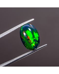 Splendid Top Grade Quality 100% Natural Multi Fire Black Ethiopian Opal Oval Shape Cabochon Loose Gemstone For Making Jewelry 14X9X6mm 4.25 Ct 