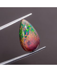 Superb Top Grade Quality 100% Natural Multi Fire Black Ethiopian Opal Pear Shape Cabochon Loose Gemstone For Making Jewelry 18X11X6mm 6.25 Ct