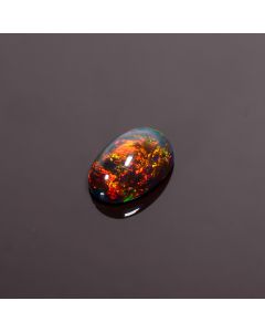 Tempting Top Grade Quality 100% Natural Muti Fire Black Ethiopian ne For Making JOpal Oval Shape Cabochon Loose Gemstoewelry 14X9X6mm 4.55 Ct 