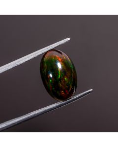 Unique Top Grade Quality 100% Natural Multi Fire Black Ethiopian Opal Oval Shape Cabochon Loose Gemstone For Making Jewelry 14X10X6 mm 4.3 Ct 