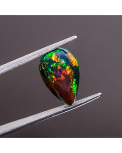 Wonderful Top Grade Quality 100% Natural Multi Fire Black Ethiopian Opal Pear Shape Cabochon Gemstone For Making Jewelry 16X10X7 mm 5.9 Ct. 