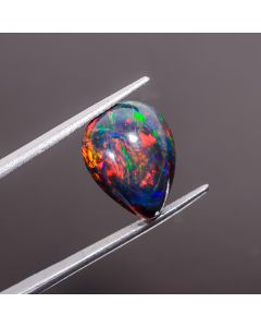 Amazing Top Grade Quality 100% Natural Multi Fire Black Ethiopian Opal Pear Shape Cabochon Loose Gemstone For Making Jewelry 16X12X8mm 6.35 Ct 