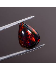 Attractive Top Grade Quality 100% Natural Multi Fire Black  Ethiopian Opal Pear Shape Cabochon Gemstone For Making Jewelry 14X11X5 mm 4.35 Ct. 