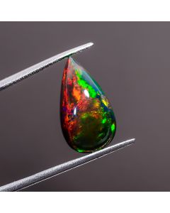 Awesome Top Grade Quality 100% Natural Multi Fire Black Ethiopian Opal Pear Shape Cabochon Loose Gemstone For Making Jewelry 18X10X7mm 5.85 Ct 