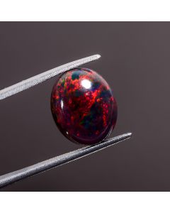 Beautiful Top Grade Quality 100% Natural Multi Fire Black Ethiopian Opal Oval Shape Cabochon Gemstone For Making Jewelry 13X11X6 mm 4.3 Ct. 