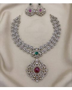 Emerald Set American Diamond & CZ Indian Bridal Wedding Necklace Set 