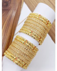 Shining Diva Fashion Set of 12 Latest Traditional Stylish Gold Plated Bangles For Women 