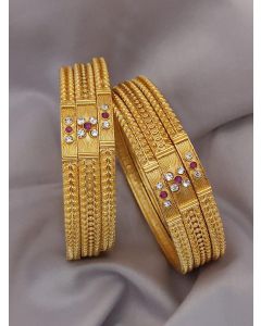 6 Piece Best Quality Golden Finish Work Pure Brass Fancy Bangle Woman Jewelry Stylish Bangles Design Set